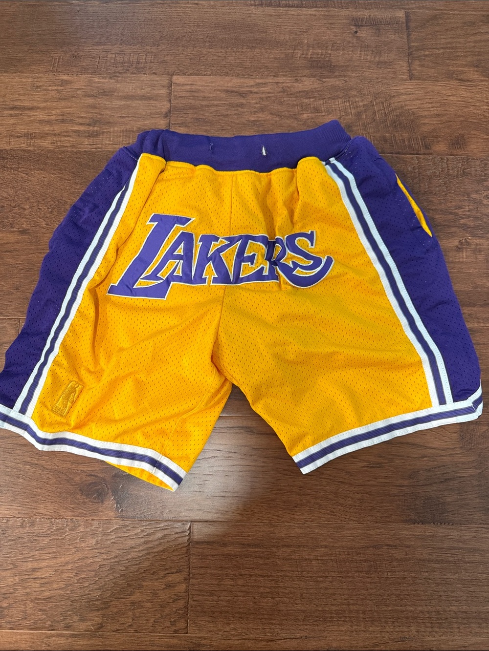 Just Don Yellow and Purple Lakers Mesh Athletic Shorts